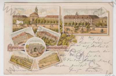  - Terezín (Thereisenstadt) - Litoměřice, více záběrů, náměstí, kostel, kasárny, brána, kolorovaná, koláž, DA