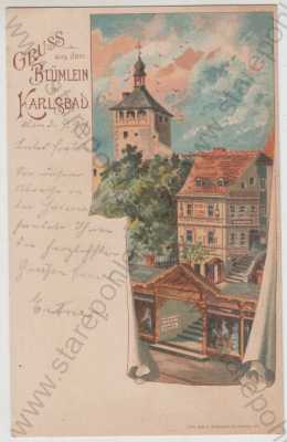  - Karlovy Vary (Karlsbad), Blümlein, část města, kolorovaná, DA