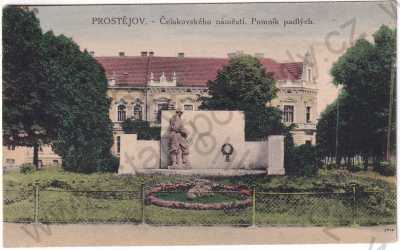  - Prostějov - Čelakovského náměstí, pomník padlých, kolorovaná