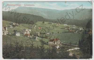  - Špindlerův Mlýn (Spindelmühle) - Trutnov, celkový pohled, Krkonoše, kolorovaná