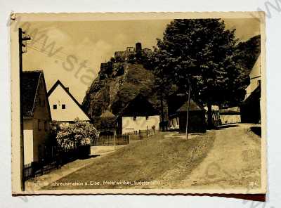  - Ústí nad Labem - hrad Střekov, pohled ulicí, kaplička, Feldpost