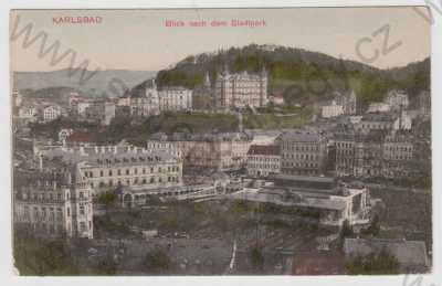  - Karlovy Vary (Karlsbad), park, část města, kolorovaná