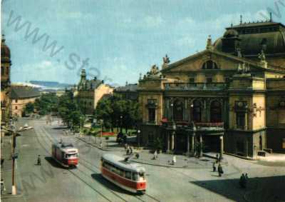  - Plzeň, divadlo, tramvaj, ORBIS, foto D. Kusák