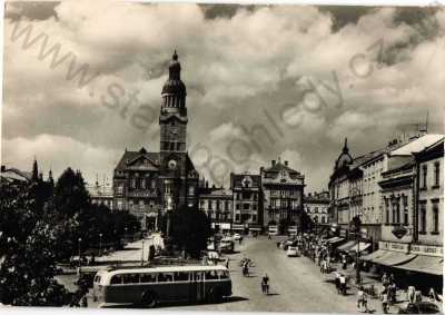  - Prostějov, náměstí, obchody, autobus, ORBIS, foto Toman