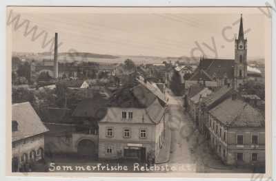  - Zákupy (Reichstadt) - Česká Lípa, kostel, pohled ulicí, část města