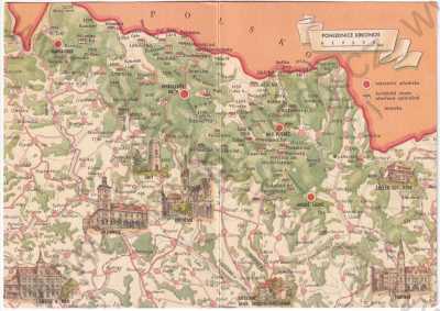  - Krkonoše - mapa, rozkládací 2x, kolorovaná