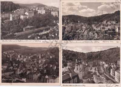  - 4x Karlovy Vary Karlsbad, celkový pohled, lázně, kostel