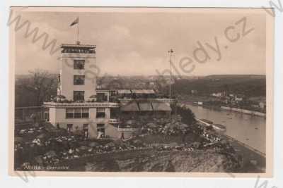  - Barrandovské terasy (Praha 5), celkový pohled, restaurace, řeka, loď, slunečník