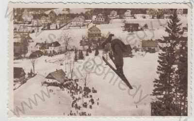  - Harrachov (Semily), Čertův můstek, skok na lyžích, sníh, zimní, Krkonoše