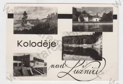  - Koloděje nad Lužnicí-část města Týn nad Vltavou (České Budějovice), koláž, celkový pohled, pohostinství, řeka, zámek, Orbis