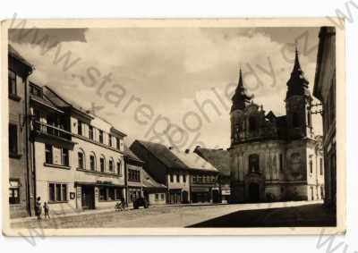  - Rožmitál po Třemšínem, Příbram, částečný záběr města, obchody, ORBIS