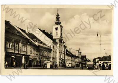  - Rokycany, náměstí, radnice, obchody, autobus, ORBIS