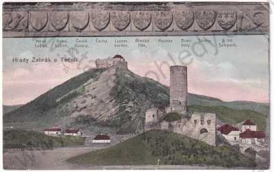  - Žebrák a Točník - hrad, koláž znaky, kolorovaná