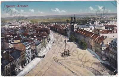  - Hradec Králové - náměstí, celkový pohled, kolorovaná