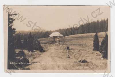  - Roklanská chata (Klatovy),  Šumava, Sušicko, v pozadí Roklan, Foto-fon