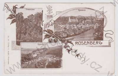  - Rožmberk (Rosenberg) - Český Krumlov, více záběrů, celkový pohled, Gabrielenau, Foto Seidel, koláž, DA