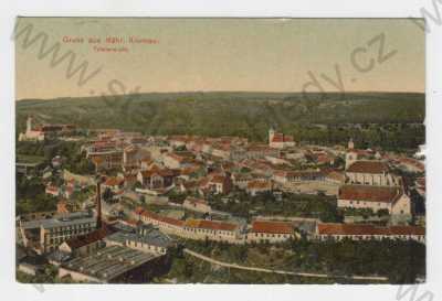  - Moravský Krumlov (Mähr. Kromau), Znojmo, kolorovaná, celkový pohled, pohled na město z výšky