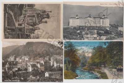  - 4x Karlovy Vary (Karlsbad), Grand Hotel Imperial, partie, Teplá, Ruský kostel, Zámecký vrch, část města