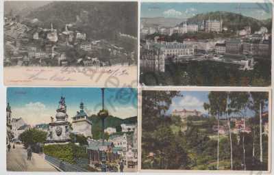  - 4x Karlovy Vary (Karlsbad), park, Hotel Imperial, část města, náměstí, DA, kolorovaná