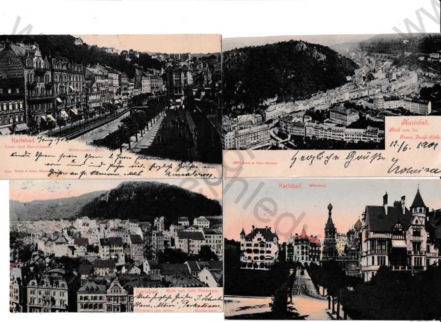  - 25x Karlovy Vary Karlsbad, pohled na město, lázně, kolonáda, barevné, DA